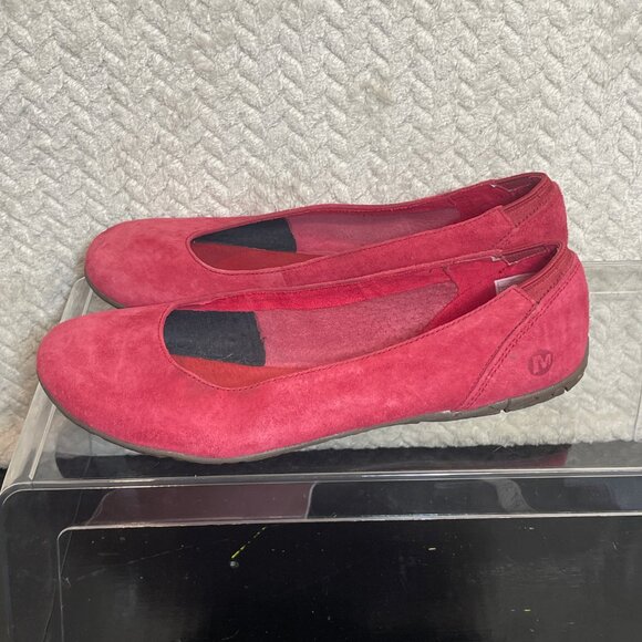Merrell Red Suede Ballet Flat Shoes Women Size 8 Balletcore Cottagecore coquette - Picture 3 of 7